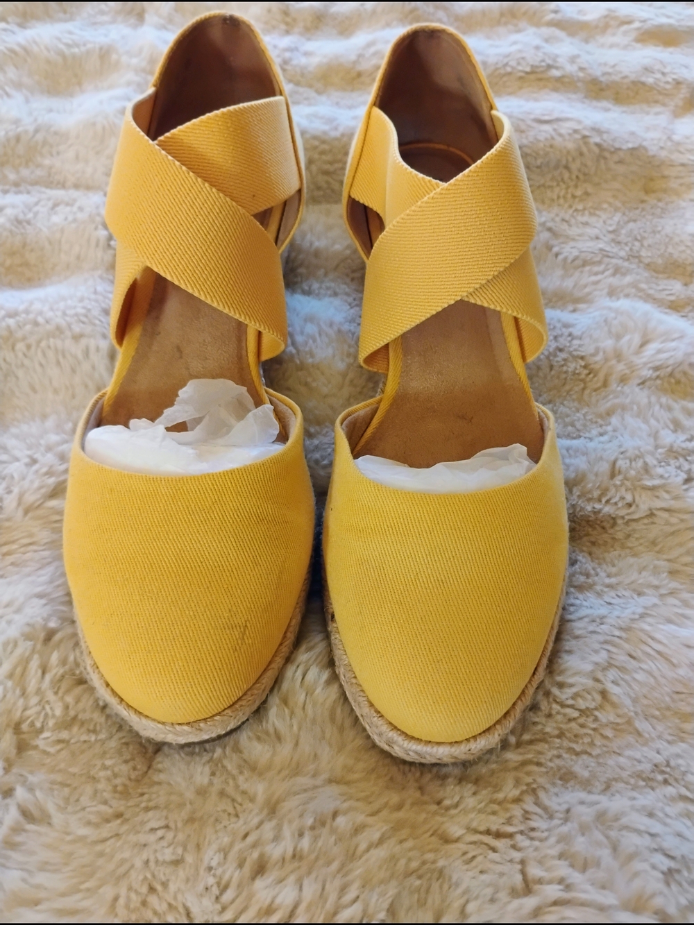 Life Stride Yellow Canvas Espadrille Wedge Sandals